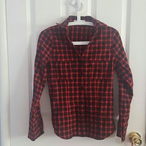 Red Checkered Button-Up Shirt